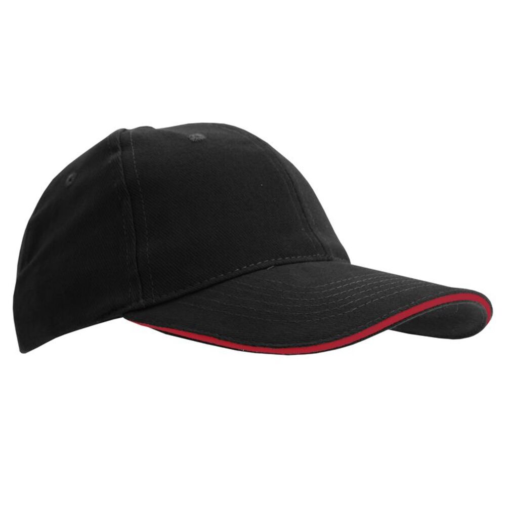 SOLS Unisex Buffalo 6 Panel Baseball Cap / Black/Red